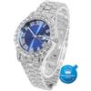 HALUKAKAH Diamanti Orologio Oro, Uomo Placcato Oro Bianco Platino 42MM Largo Blu Componi Quarzo Cinturino 24cm, con Scatola Regalo