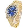HALUKAKAH Diamanti Orologio Oro, Uomo Placcato Oro Reale 18K 42MM Largo Blu Componi Quarzo Cinturino 24cm,con Scatola Regalo