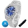 HALUKAKAH Orologio con Diamanti in Oro per Ragazzi,Adolescenti,Bambini - Placcato in Platino,Quadrante Blu 42mm,Quarzo Giapponese - Lunghezza 20cm,con Strumento di Regolazione - per Compleanni,Feste
