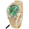 HALUKAKAH Orologio Diamanti Iced Out per Ragazzi Adolescenti - Placcato Oro 18 Carati, Quadrante Verde 42mm, Lunghezza 20cm, con Strumento di Regolazione - Scatola Regalo Dorata