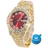 HALUKAKAH Diamanti Orologio Oro, Uomo Placcato Oro Reale 18K 42MM Largo Rosso Componi Quarzo Cinturino 24cm, con Scatola Regalo