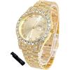 HALUKAKAH Orologio Diamanti Iced Out per Ragazzi Adolescenti - Placcato Oro 18 Carati, Quadrante Rotondo 42mm, Lunghezza 20cm, con Strumento di Regolazione - Scatola Regalo Dorata