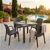 MIlani Home CALIGOLA - set tavolo in resina effetto rattan cm 80 x 80 x 74 h con 4 poltrone Alma