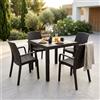 MIlani Home CALIGOLA - set tavolo in resina effetto rattan cm 80 x 80 x 74 h con 4 poltrone Alma