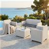 MIlani Home NEBRASKA - salotto da giardino completo di cuscini intreccio in rattan sintetico