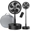Marchpower Ventilatore a Piantana con Telecomando, Altezza Regolabile Pieghevole Ventilatore Portatile Silenzioso con Timer e Regolazione a 5 Velocità, 7200mAh Ventilatore da Tavolo Ruota e Rimuove