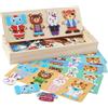 LilyBeauty Puzzle Famiglia di Animali - Vestizione in Legno 60 Pezzi per Bambini 3+ | Adorabile per Sviluppo Cognitivo e Fine Motorie | Regalo per Compleanni, Feste, Natale