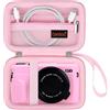 Canboc Custodia per Canon PowerShot G7 X Mark II / G7 X Mark III / G5 X Mark II / G7X fotocamera digitale, punta e spara Vlogging borsa fotocamera, tasca a rete lampo adatta cavo USB, Rosa