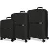 Movom Noon - Set di valigie nere 56/66/76 cm, rigido 2,8 kg, chiusura TSA polipropilene, 2,8 kg, 219,5 l, bagaglio a mano, Nero, Taglia unica, Set di valigie