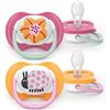 Philips Avent Ultra Air Set 2 Ciucci Ortodontici 6-18 Mesi con Custodia Sterilizzazione - Coccinella/Fiore