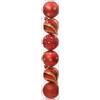 Christmas Decoration 6 Palline Natalizie 150mm in Vetro Rosse con Decori