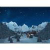 My Village Villaggio di Montagna di Notte luminoso Fibra Ottica 76x56cm