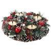 Christmas Decoration Corona Natalizia con Pigne e 4 Candele Diametro 27 cm