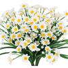 TEMCHY Fiori di margherite artificiali per esterni, resistenti ai raggi UV, 4 fasci di foglie finte, piante finte, arbusti, cespugli in plastica, per fioriere da appendere, per interni ed esterni