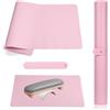 Xinjoduz 60 x 30 cm, per nail art, colore rosa, tappetino da tavolo, in morbida pelle PU, impermeabile, double face, per nail art (solo opaco, non poggiapolsi)