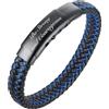 HALUKAKAH Regalo per Uomo Compleanno Natale: Bracciale in Pelle JAZZ Titanio Misura 21-23cm Regolabile. Be Strong and Courageous Inciso, con Un Bellissimo Biglietto di Auguri e Confezione Regalo