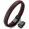 HALUKAKAH Plus ● Jazz ● Bracciale Uomo Vera Pelle Cuoio Rosso Chiusura Magnetica in Titanio Acciaio 8.5-9(21.5-23cm) con Pacco Regalo Gratuita