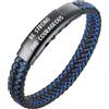 HALUKAKAH Regalo per Bambini Compleanno Natale: Bracciale in Pelle JAZZ Titanio Misura 18-20cm Regolabile. BE STRONG AND COURAGEOUS Inciso, con Un Bellissimo Biglietto di Auguri e Confezione Regalo