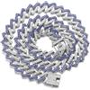 HALUKAKAH Catena a Maglie Cubane per Bambini Ragazzi Adolescenti - Catena 13MM Iced Out Blu FUJI Diamanti,Finitura Oro Bianco Platino Collana 40cm,Incastonati a Mano,per 8-16 Anni,con Scatola Regalo