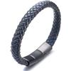 HALUKAKAH Bambini ● Jazz Junior ● Ragazzi Vera Pelle Treccia Fatta a Mano Nero Mix Blu Bracciale 6-12 Anni. Titanio Smerigliata Chiusura Magnetica Taglia Regolabile 18-19.5cm con Confezione Regalo
