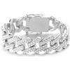 HALUKAKAH Diamante Catena d'oro per Uomo Iced Out,20MM Rombo Fulmine Finitura Oro Bianco Platino Braccialetto 20cm,Completo Cz Taglio a Diamante Set di Punte,Regalo per Lui