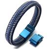 HALUKAKAH Plus ● Jazz ● Bracciale Uomo Vera Pelle Cuoio Vela Blu Chiusura Magnetica in Titanio Acciaio 8.5-9(21.5-23cm) con Pacco Regalo Gratuita