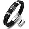 HALUKAKAH Bambini ● Solo Junior ● Bracciale Ragazzo Maschio Vera Pelle Cuoio 6-12+3 Anni Titanio Acciaio Chiusura Magnetica Taglia Regolabile 18-19.5cm