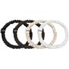 Dore & Rose Scrunchie 1 cm Set White, Black, Brown & Champagne Elastico per capelli 4 pz.