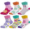 Queenshin 6 Paia Calzini Bambino Bambini Calze Ragazza con Fiori Colorati Calzini Caviglia Elastici Traspiranti Regalo 5-8 Anni Taglia 28-32