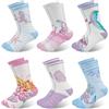 Queenshin 6 Paia Calzini Bambino Bambini Calze Ragazza con Carino Sirena Colorata Animali Marini Morbidi Calzini Crew Regalo 5-8 Anni Taglia 28-32