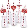 JOYMEMO 24pcs Infermiera Bomboniere Cannucce Decorazioni per feste di laurea Infermiere Decorazioni per feste di laurea Decorazioni infermieristiche rosse Tema medico