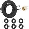 Doughelec Cornice Faretti incasso cartongesso GU10 Orientabili Alluminio Nero, Portafaretto Faretto led da incasso per cartongesso incl.portalampada GU10 Rotondo 68mm per LED, 60-75mm 230V 6 Pezzi