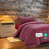 Dorian Home - Set Copripiumino Matrimoniale 250x210 con Sacco in 100% Puro Cotone + 2 Federe Cuscino Letto 50x80 con Patella di 18 cm (Scozzese Rosso, Una Piazza e Mezza - 200x210 cm)