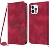 Netany Cover per iPhone 12/12 Pro con Cordino, Flip Portafoglio Custodia in Pelle, [2 Porta Carte][Chiusura Magnetica],Custodia Libro Antiurto Cover con Laccio per iPhone 12 Pro (6,1 Pollici) (Rosso)