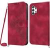 NETANY Cover per Samsung Galaxy A13 4G / A13 5G / A04S con Cordino, Flip Portafoglio Custodia in Pelle, [2 Porta Carte][Chiusura Magnetica],Custodia Libro Antiurto Cover con Laccio (Rosso)