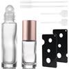 OIXEYA 10ml/5ml Roll on Vuoto per Oli Essenziali, Bottiglie roll on con 2 Apriscatole, 2 Contagocce e 2 Erogatori a Pompa per Profumi, Oli Essenziali e Cosmetici