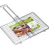 Ompagrill Griglia a Rete per Barbecue Senza Piedi Acciaio Cromato Manico Lungo 27x37 cm