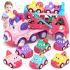 usrela Camion Macchinine 2 3 4 Anni, Bambini Giocattoli 7 in 1 con Suoni e Luci, Compleanno Regalo per Ragazze 1 2 3 Anni, Con 1 Veicoli Camion Trasporto Unicorno, 6 Veicoli Auto Unicorno