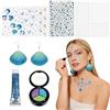 Auzlya 7 pezzi trucco da sirena da donna, costume da sirena, pittura viso a sirena, stencil per capannone, chunky sequins glitter gel, pietre preziose per il viso, accessori per costume da carnevale