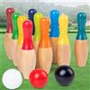 Giocattolo da bowling per bambini in legno 10 birilli in legno Giochi sportivi