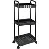 PATIKIL Carrello Multiuso A 3 Livelli Con Maniglia E Ruote, Carrello Organizzatore Con Ripiani Mobile Per Camera Ufficio Cucina Bagno, Nero