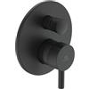 Ideal Standard Ceraline Miscelatore monocomando per vasca/doccia, rubinetto doccia resistente con limitatore di temperatura, 27 l/min (3 bar), installazione a incasso - Nero Opaco (163x153x181,5 mm)
