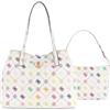 GUESS borsa shopper borsa a tracolla Emelie Logo Large 2 In 1 Tote Bag Multi Logo bianco