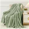 Aganear Coperta in pile, accogliente, morbida e leggera, in flanella, calda, decorativa, regalo per tutte le stagioni, coperta portatile per divano, letto, auto (127 x 152,4 cm, verde salvia)