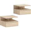 HOMCOM Set di 2 Comodini Sospesi con Cassetto e Mensola Aperta, 35x32x22.5 cm, Rovere | Aosom Italy