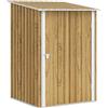 Outsunny Casetta da Giardino Porta Attrezzi in Acciaio Galvanizzato con Porta a Battente, 100x104x160 cm, Marrone Chiaro | Aosom Italy