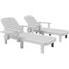 Outsunny Set 2 Sdraio da Giardino Regolabili con Tavolino e Braccioli, in Polipropilene, 79x158x88 cm, Bianco | Aosom Italy