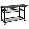 Outsunny Carrello da giardino per barbecue su ruote con Ripiano Laterale Pieghevole, Tre Ripiani, 133 x 48,5 x 82 cm, Nero | Aosom Italy