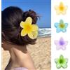 Peutpy Confezione da 4 fermagli per capelli a forma di fiore per donne,Mollette capelli donna,Fermagli per capelli hawaiani plumeria,Elegante Antiscivolo Pinze per Capelli di Fiori