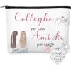 Ylinge Set Regalo per Collega e Amica Borsa Cosmetica e Portachiavi con Scritta Colleghe per Caso Amiche per Scelta Trousse per Trucchi in Tela Pochette per Collega Donna Regalo di Compleanno